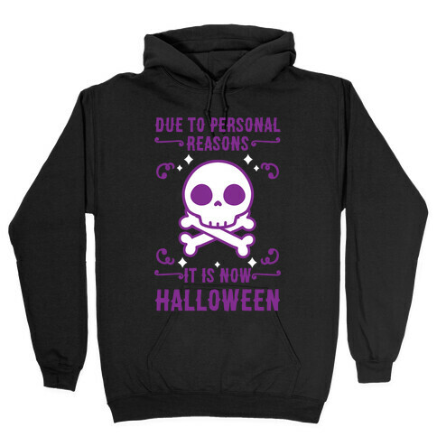 Due To Personal Reasons It Is Now Halloween Skull (Purple) Hooded Sweatshirt