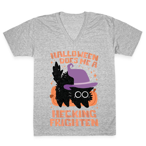 Halloween Does Me A Hecking Frighten V-Neck Tee Shirt