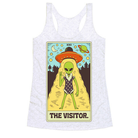 The Visitor Alien Tarot Card Racerback Tank Top