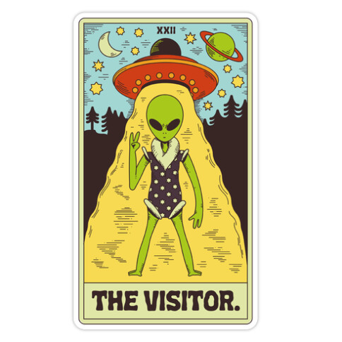 The Visitor Alien Tarot Card Die Cut Sticker