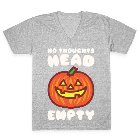 No Thoughts Head Empty Jack O' Lantern V-Neck Tee Shirt