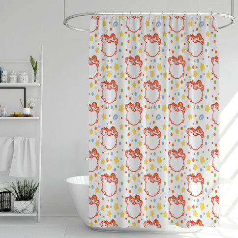 Chubby Unicorn and Rainbow Pattern Shower Curtain