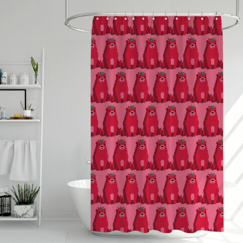 Angry Strawbeary Pattern Shower Curtain