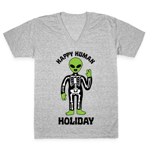Happy Human Holiday V-Neck Tee Shirt