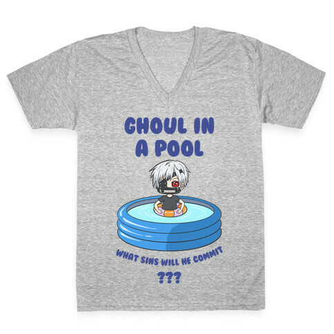 Ghoul In a Pool What Sins Will He Commit??? V-Neck Tee Shirt