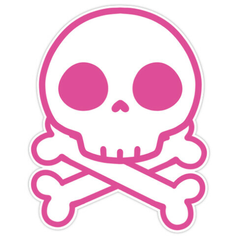 Kawaii Pink Skull Die Cut Sticker