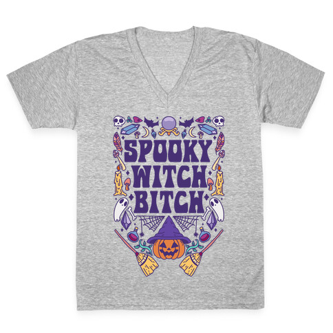 Spooky Witch Bitch V-Neck Tee Shirt