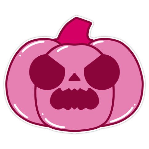 Kawaii Angry Pumpkin Pink Die Cut Sticker