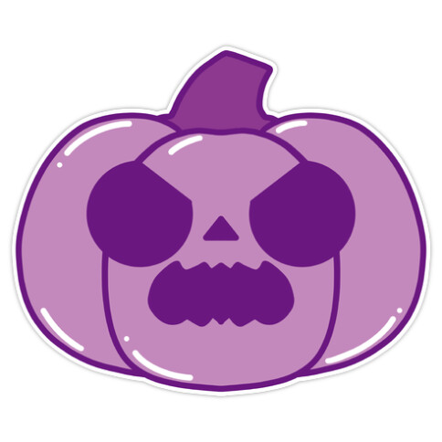 Kawaii Angry Pumpkin Purple Die Cut Sticker