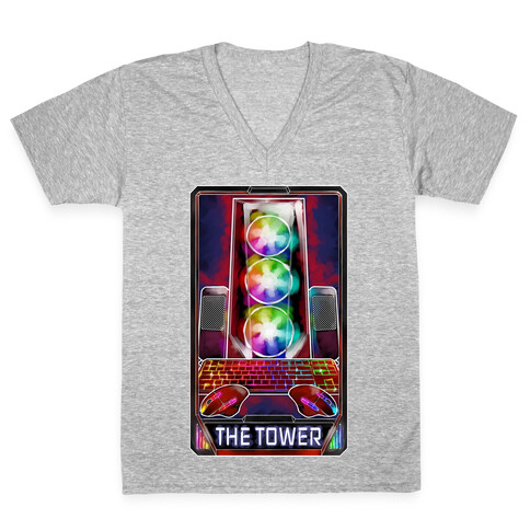 The Gaming Tower Tarot Card V-Neck Tee Shirt