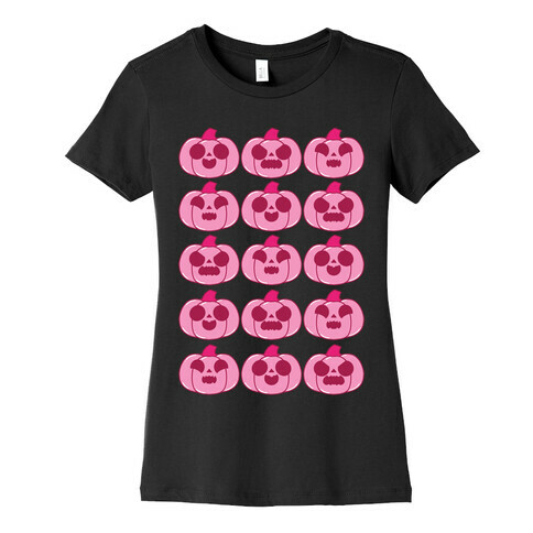 Kawaii Pumpkins Pattern Pink Womens T-Shirt