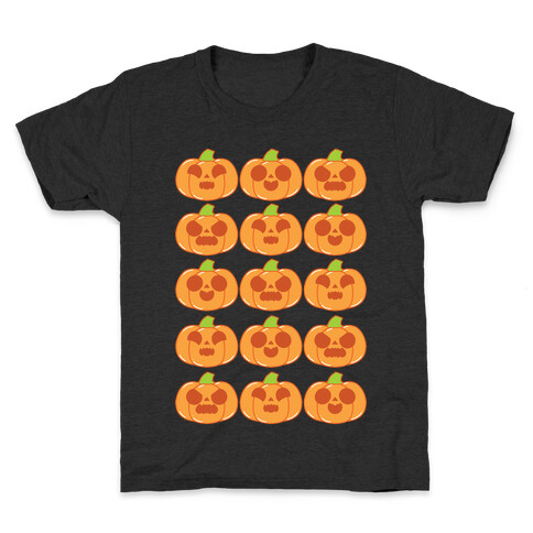 Kawaii Pumpkins Pattern Orange Kids T-Shirt