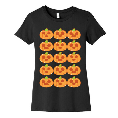 Kawaii Pumpkins Pattern Orange Womens T-Shirt