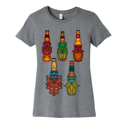 Beers With Beards Pattern Womens T-Shirt