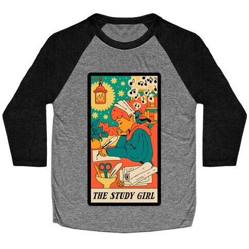 The Study Girl Tarot Card Baseball Tee