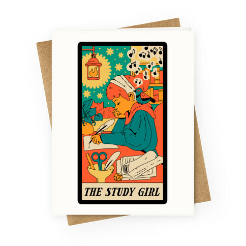 The Study Girl Tarot Card Greeting Card