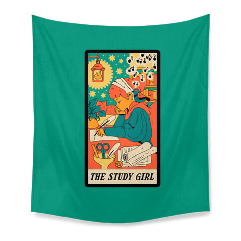 The Study Girl Tarot Card Tapestry