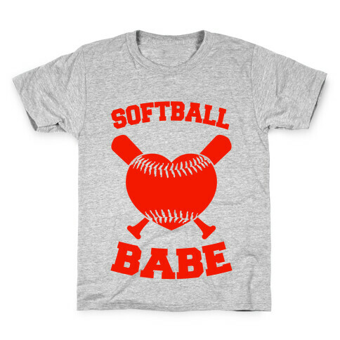 Softball Babe (red) Kids T-Shirt