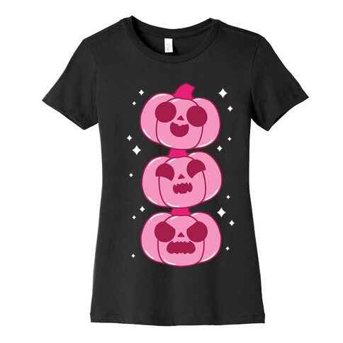 Kawaii Pumpkin Trio Pink Womens T-Shirt