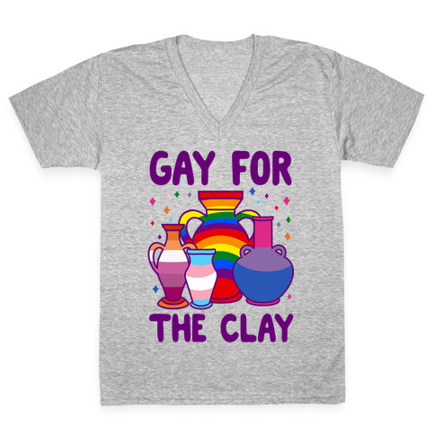 Gay For The Clay V-Neck Tee Shirt