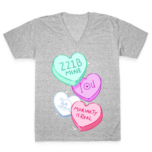 Sherlock Valentines Hearts V-Neck Tee Shirt