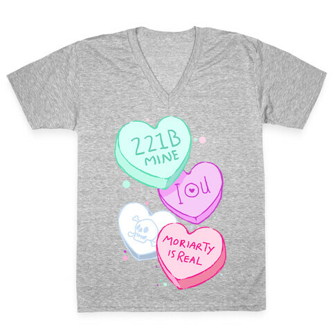 Sherlock Valentines Candy Hearts V-Neck Tee Shirt