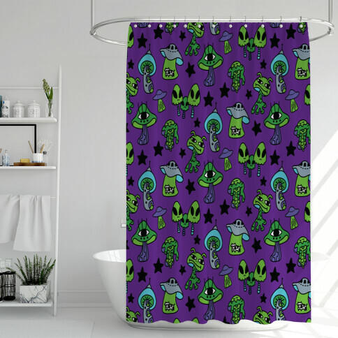Alien Mushroom Pattern Shower Curtain