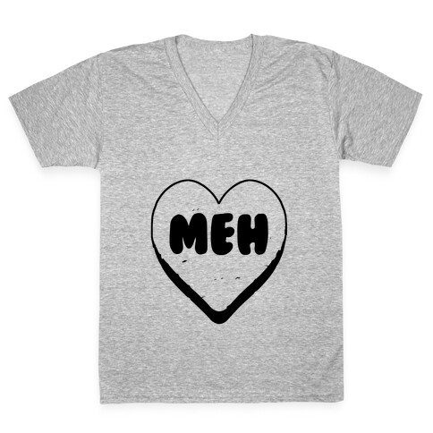 Valentine's Day Heart Meh V-Neck Tee Shirt