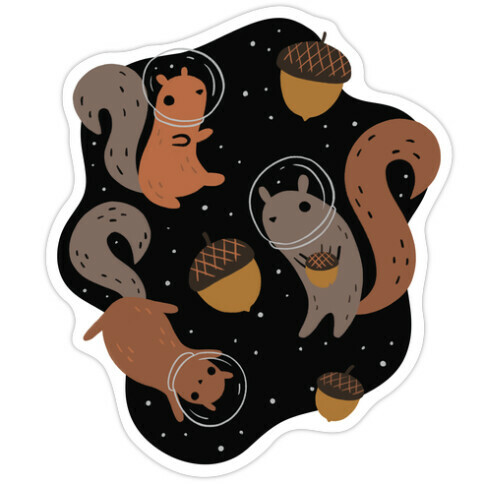 Squirrels In Space Die Cut Sticker