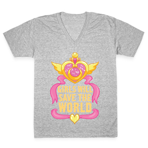 Girls Will Save The World V-Neck Tee Shirt