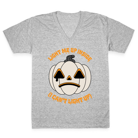 Light Me Up Inside Pumpkin V-Neck Tee Shirt