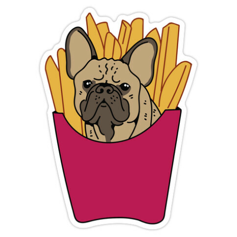 French Fry French Bulldog Die Cut Sticker