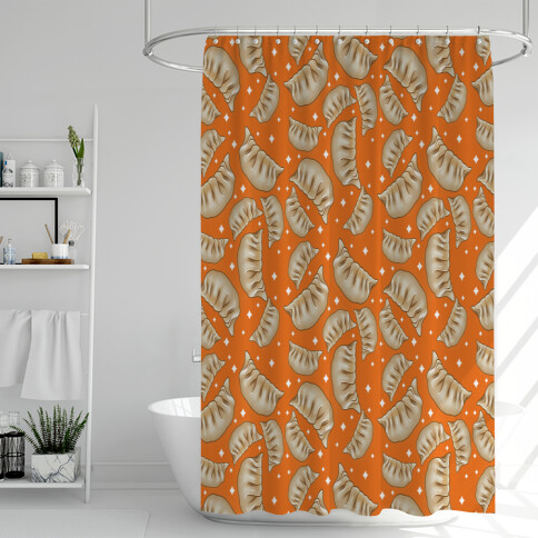 Dumplings Pattern Orange Shower Curtain