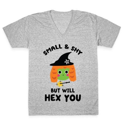 Small and Shy, But Will Hex You V-Neck Tee Shirt