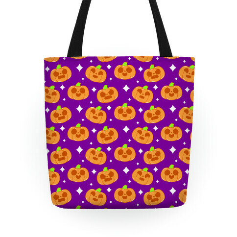 Kawaii Pumpkins Pattern Orange Tote