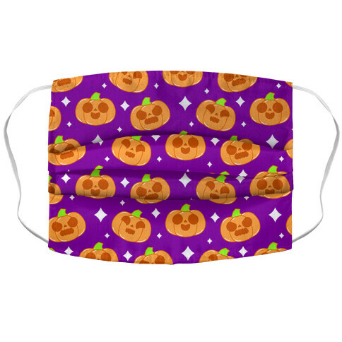 Kawaii Pumpkins Pattern Orange Accordion Face Mask