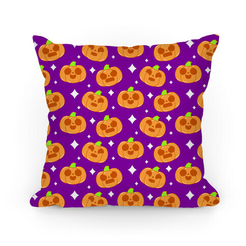 Kawaii Pumpkins Pattern Orange Pillow