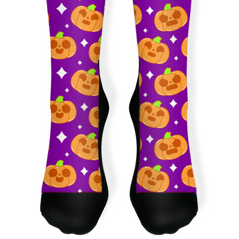 Kawaii Pumpkins Pattern Orange Sock