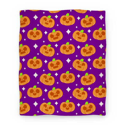 Kawaii Pumpkins Pattern Orange Blanket
