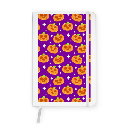 Kawaii Pumpkins Pattern Orange Notebook