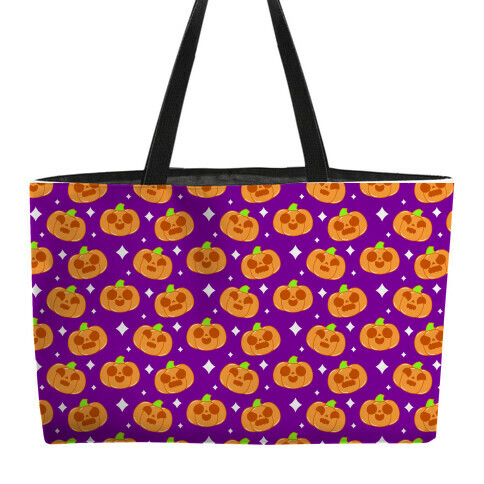 Kawaii Pumpkins Pattern Orange Weekender Tote