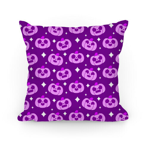 Kawaii Pumpkins Pattern Purple Pillow