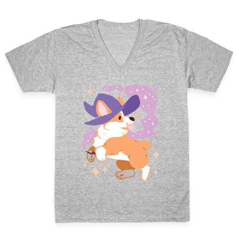 Witch Corgi V-Neck Tee Shirt