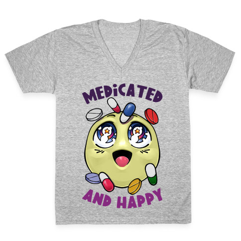 Medicated And Happy V-Neck Tee Shirt