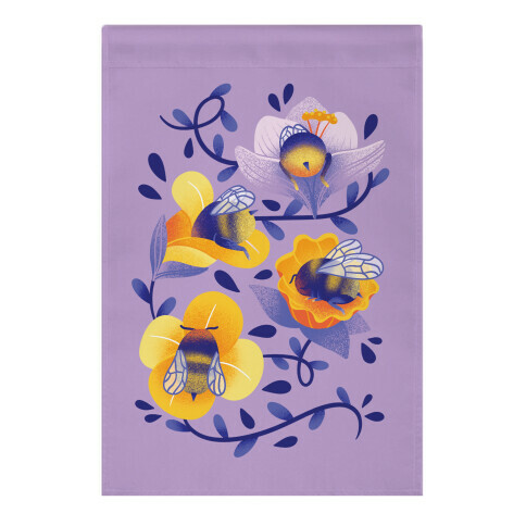 Sleepy Bumble Bee Butts Floral Garden Flag