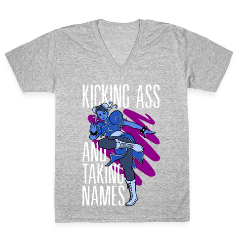 Kicking Ass and Taking Names V-Neck Tee Shirt