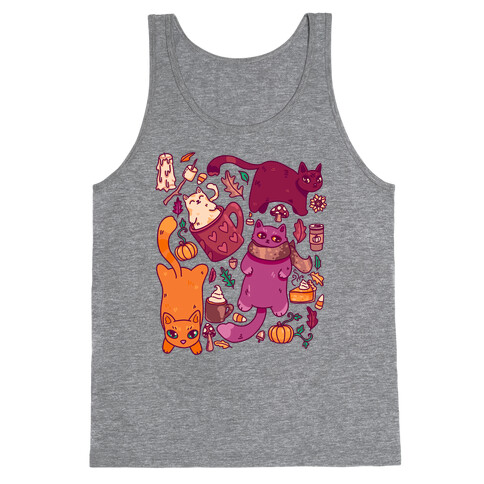 Fall Cats Pattern Tank Top