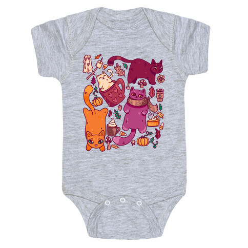 Fall Cats Pattern Baby One-Piece