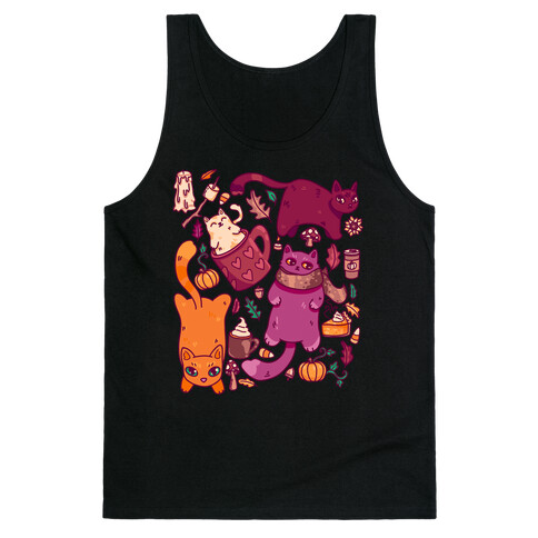 Fall Cats Pattern Tank Top