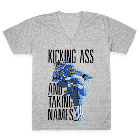Kicking Ass and Taking Names V-Neck Tee Shirt